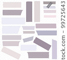 Washi tapes. Semi-transparent pieces of ribbons. Blue, purple, lavender colors of pieces of washi tape with torn edges. Set of adhesive scrapbooking ribbons isolated on a transparent background. 99725643