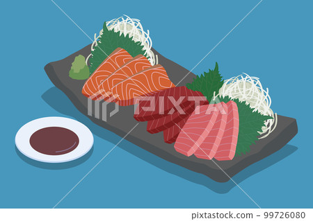 Sashimi platter isometric vector illustration material 99726080
