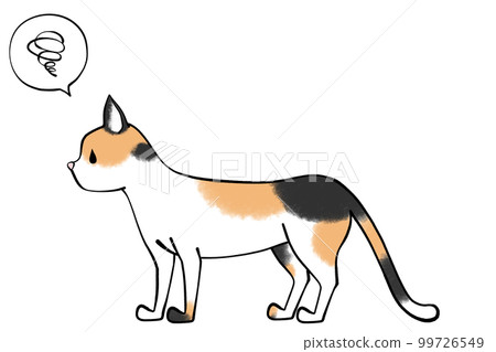Illustration of a cat lowering its tail 99726549