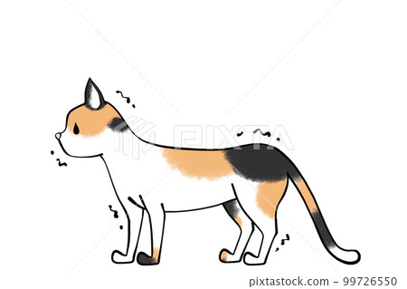 Illustration of a cat lowering its tail and trembling 99726550
