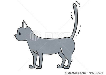 一隻貓抬起尾巴顫抖的插圖 一隻貓抬起尾巴顫抖的插圖 99726571