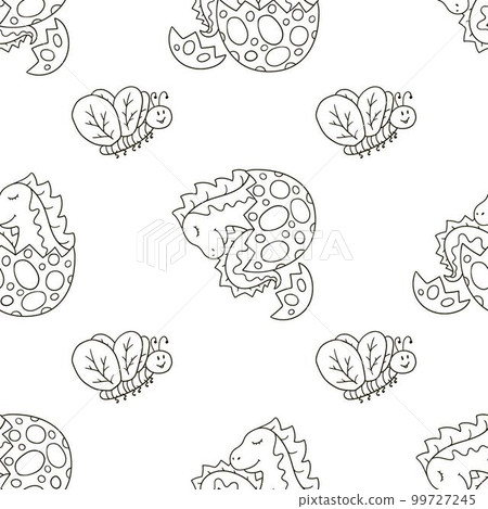 Coloring cute dinosaurs seamless pattern 99727245