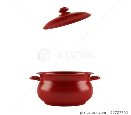 Image of burgundy pot with lid for cooking. 3d rendering Image of burgundy pot with lid for cooking. 3d rendering 99727703