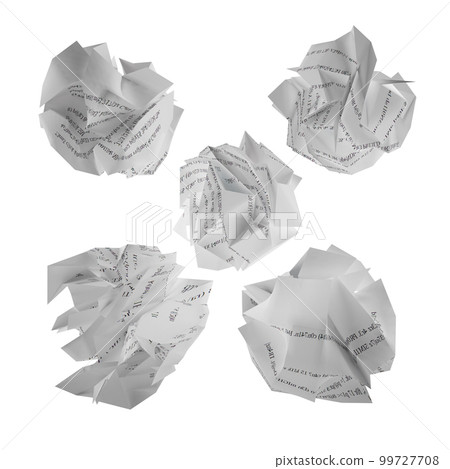 Crumpled ball papers documents. bureaucracy and overworked concept. 3d rendering 99727708