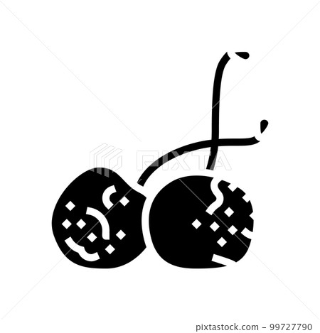 cherry rotten food glyph icon vector illustration 99727790