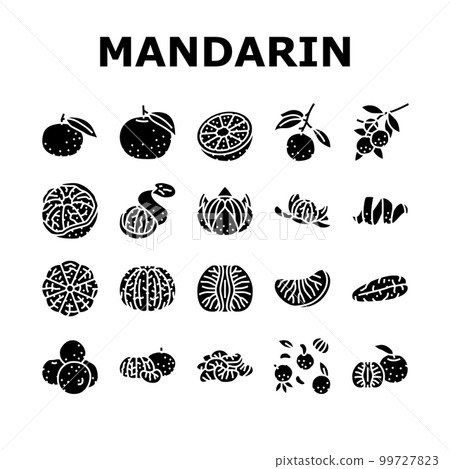 mandarin clementine orange fruit icons set vector mandarin clementine orange fruit icons set vector 99727823