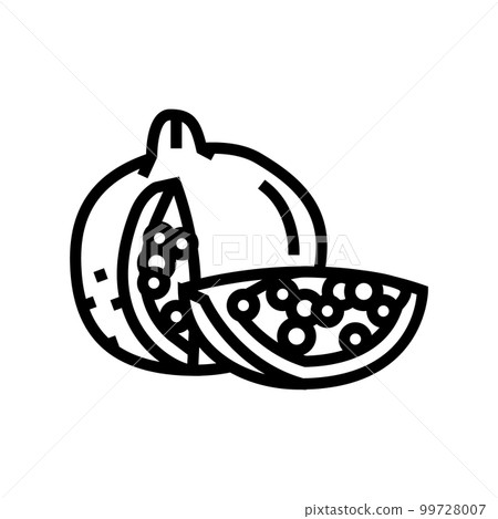 pomegranate whole slice red cut line icon vector illustration pomegranate whole slice red cut line icon vector illustration 99728007