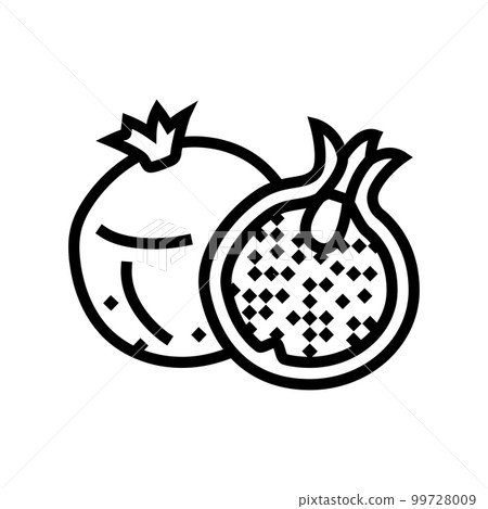 whole cut pomegranate line icon vector illustration whole cut pomegranate line icon vector illustration 99728009
