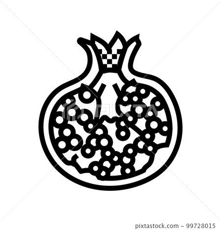 cut pomegranate line icon vector illustration 99728015