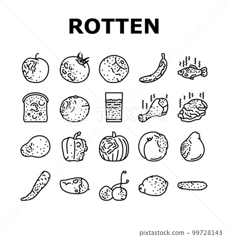 rotten food fruit waste garbage icons set vector 99728143