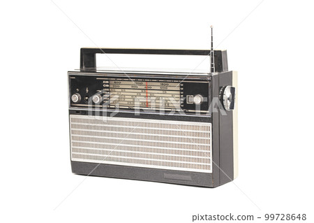 Old transistor radio isolated on white Old transistor radio isolated on white 99728648