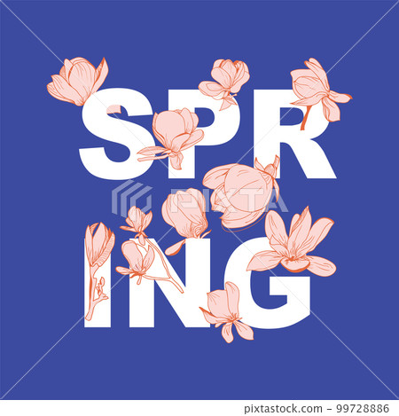 floral letters spring with magnolia bloom collection. floral letters spring with magnolia bloom collection. 99728886