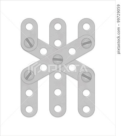 Cyrillic alphabet from the details of the iron constructor. Vector illustration isolated on white background Cyrillic alphabet from the details of the iron constructor. Vector illustration isolated on white background 99729059