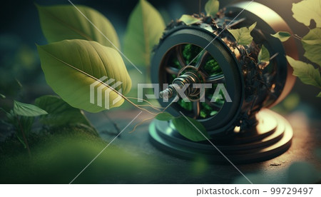 Ecological concept with green eco-garden background. Ecological resource sustainability Ecological concept with green eco-garden background. Ecological resource sustainability 99729497