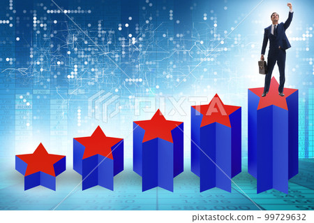 Concept of growing satisfaction levels with stars Concept of growing satisfaction levels with stars 99729632