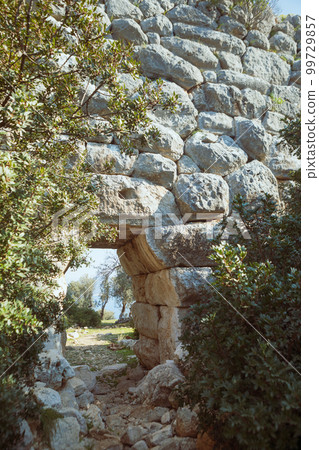 Ruins of old Roman Delikkemer aqueduct bridge at Lycian way 99729857