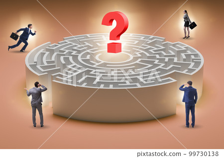 Business people trying to find a way out of maze 99730138