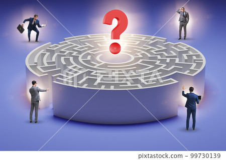 Businessman trying to find a way out of maze 99730139