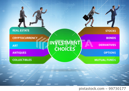 Concept of various financial investment options Concept of various financial investment options 99730177