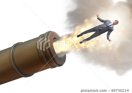 Concept with cannon and businessman 99730214
