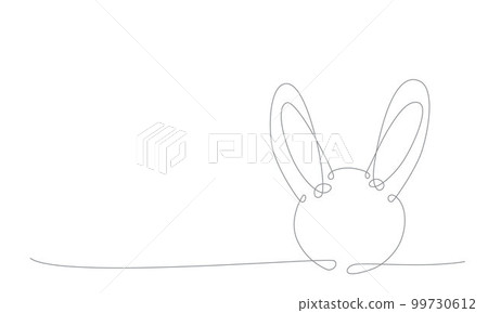 Easter bunny continues line hand draw element. Vector stock illustration minimalism design isolated on white background. Editable stroke single line. EPS10 99730612