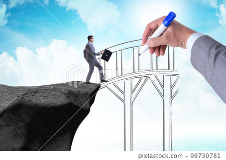 Hand drawing bridge in business concept 99730781