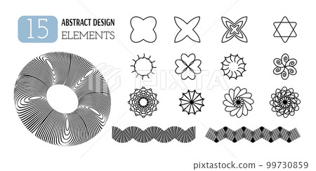 Set of vector abstract geometric shapes. Aesthetics of Y2K. Trendy minimalist design elements, patterns, futuristic figures, 3d objects. Set of vector abstract geometric shapes. Aesthetics of Y2K. Trendy minimalist design elements, patterns, futuristic figures, 3d objects. 99730859