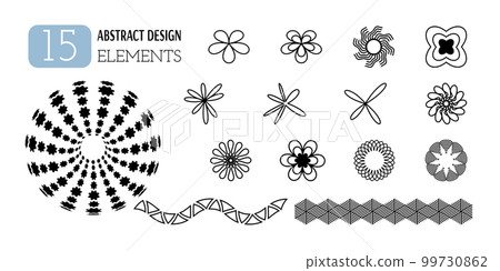 Set of vector abstract geometric shapes. Aesthetics of Y2K. Trendy minimalist design elements, patterns, futuristic figures, 3d objects. Set of vector abstract geometric shapes. Aesthetics of Y2K. Trendy minimalist design elements, patterns, futuristic figures, 3d objects. 99730862