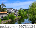 Historic buildings and willows along the river 99731124