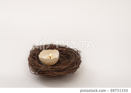 Candle burning in eggshell 99731350