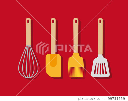 廚房用具插畫素材_打蛋器、抹刀和刷子 99731639