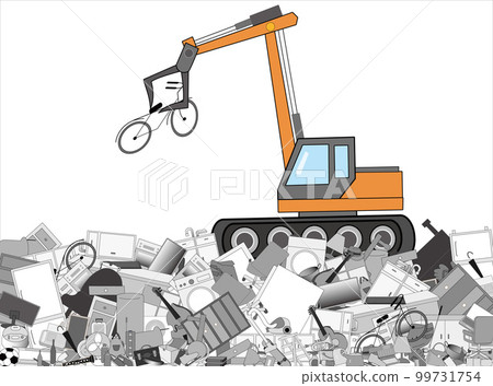 It is an illustration of working with heavy machinery with a large amount of garbage. 99731754