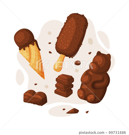 Chocolate set. Various tasty sweets and candies cartoon vector illustration 99731886