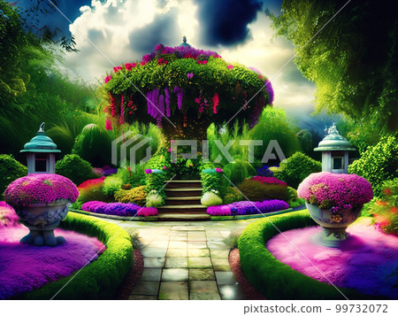 Enchanted garden A magical garden in summer. Enchanted garden A magical garden in summer. 99732072