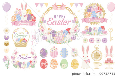 Easter | Easter egg, rabbit and spring flower frame item set 99732743