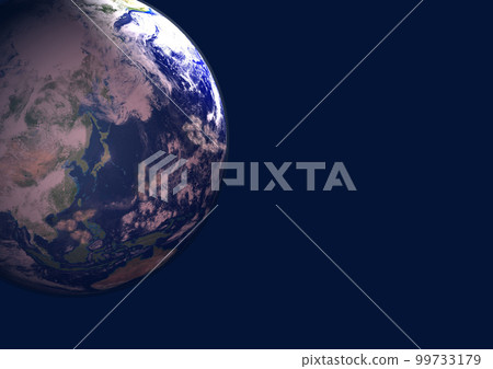 地球，日本，夜晚，背景中沒有星星（3DCG 圖像） 99733179