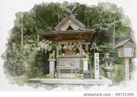 Watercolor-style Hitokotonushi Shrine, Hitokotoinari Shrine, Gose City, Nara Prefecture Watercolor-style Hitokotonushi Shrine, Hitokotoinari Shrine, Gose City, Nara Prefecture 99733309