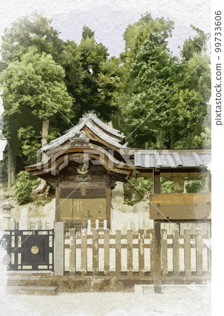 水彩風格的永福寺磯永陵聖德太子陵大阪府南河內郡太子町 99733606