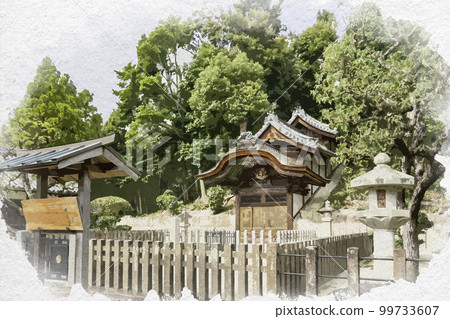 Watercolor-style Eifuku-ji Temple Isonaga Tomb Prince Shotoku Tomb Taishi-cho, Minamikawachi-gun, Osaka Prefecture 99733607