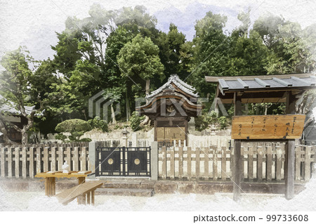 水彩風格的永福寺磯永陵聖德太子陵大阪府南河內郡太子町 99733608