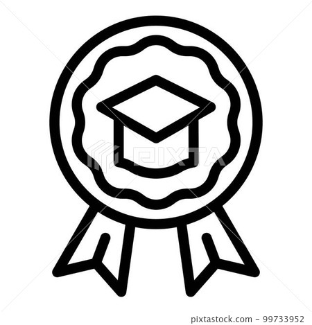 Standard graduate hat emblem icon. Outline standard graduate hat emblem vector icon for web design isolated on white background 99733952