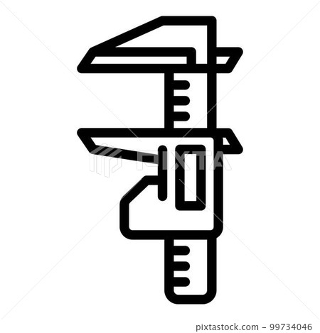 Closeup caliper icon. Outline closeup caliper vector icon for web design isolated on white background 99734046