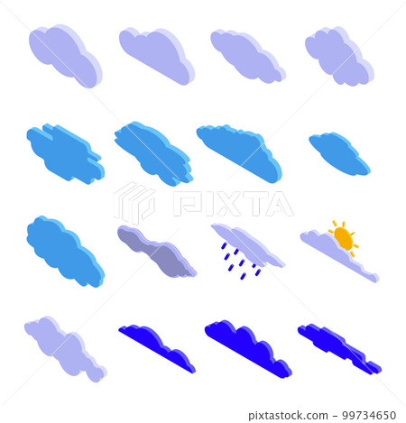 Cloud icons set. Isometric set of cloud vector icons for web design isolated on white background Cloud icons set. Isometric set of cloud vector icons for web design isolated on white background 99734650