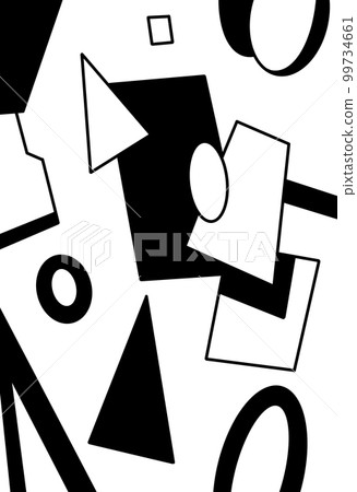 Modern abstract art for decor, fabric trim, cards, ribbons, black and white graphics, simple geometric shapes Modern abstract art for decor, fabric trim, cards, ribbons, black and white graphics, simple geometric shapes 99734661