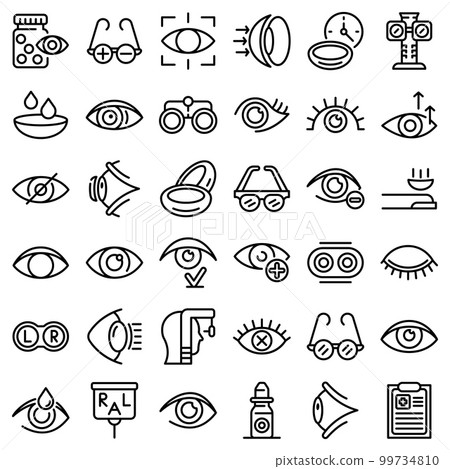 Eyes icons set. Outline set of eyes vector icons for web design isolated on white background Eyes icons set. Outline set of eyes vector icons for web design isolated on white background 99734810