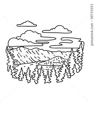 Crater Lake National Park in Southern Oregon Monoline Line Art D 99735055