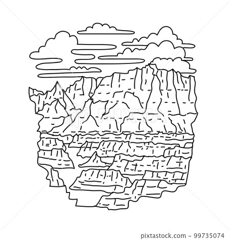 Door Trail in Badlands National Park South Dakota Monoline Line Art Drawing 99735074