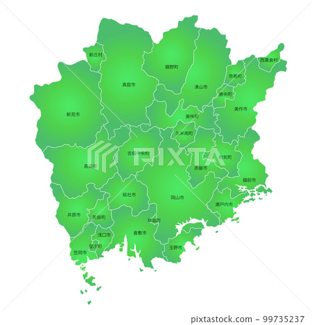 Okayama prefecture and municipalities map 99735237