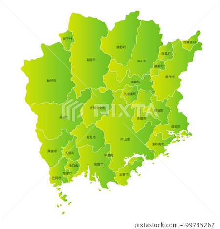 Okayama prefecture and municipalities map 99735262