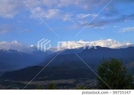 Himalayas seen from Sarangkot, Pokhara, Nepal Himalayas seen from Sarangkot, Pokhara, Nepal 99735347